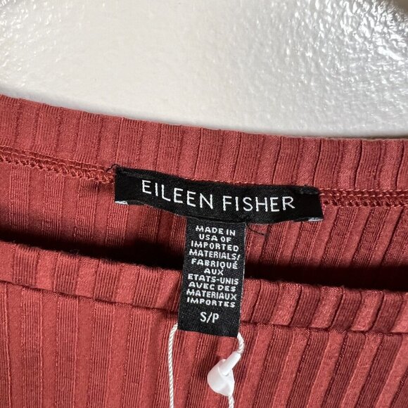 Eileen Fisher Bateau Neck Tunic Size Small Ribbed Deep Tumeric Lagenlook Minimal - Picture 3 of 10